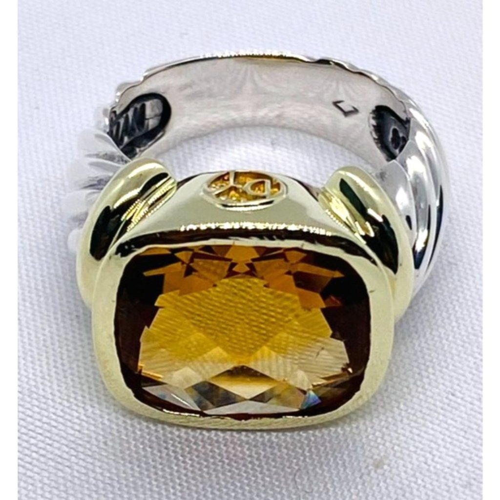 David Yurman 14k Yellow Gold Sterling Silver Citrine Noblesse Cable Ring Sz 6 675$